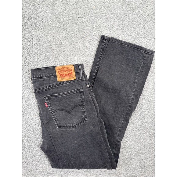 Levi's 514 Jeans Mens 36x34 (fit 36x32) Faded Black Slim Straight Fit Grunge Emo - Picture 1 of 9